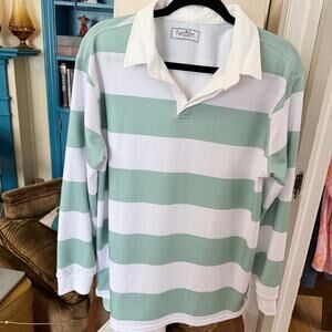 Sugar Bee Striped Rugby Shirt Mint Green White L